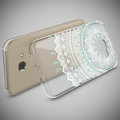 NALIA Handyhülle kompatibel mit Samsung Galaxy A5 2017, Slim Silikon Motiv Case Cover Schutz-Hülle Dünn Durchsichtig Etui Handy-Tasche Backcover Transparent Bumper Mandala Blau Türkis NALIA Protective Hülle