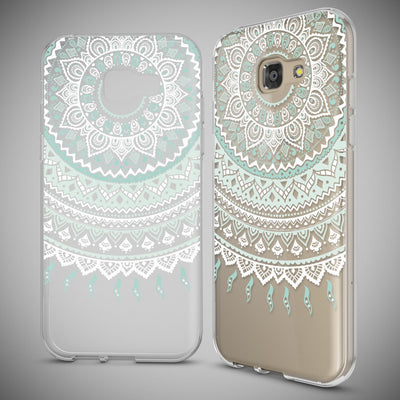 NALIA Handyhülle kompatibel mit Samsung Galaxy A5 2017, Slim Silikon Motiv Case Cover Schutz-Hülle Dünn Durchsichtig Etui Handy-Tasche Backcover Transparent Bumper Mandala Blau Türkis NALIA Protective Hülle