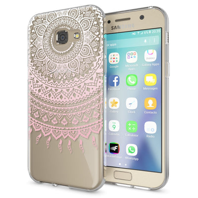 NALIA Handyhülle kompatibel mit Samsung Galaxy A5 2017, Slim Silikon Motiv Case Cover Schutz-Hülle Dünn Durchsichtig Etui Handy-Tasche Backcover Transparent Bumper Mandala Pink NALIA Protective Hülle