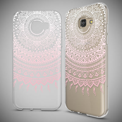 NALIA Handyhülle kompatibel mit Samsung Galaxy A5 2017, Slim Silikon Motiv Case Cover Schutz-Hülle Dünn Durchsichtig Etui Handy-Tasche Backcover Transparent Bumper Mandala Pink NALIA Protective Hülle
