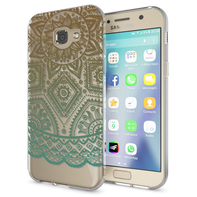 NALIA Handyhülle kompatibel mit Samsung Galaxy A5 2017, Slim Silikon Motiv Case Cover Schutz-Hülle Dünn Durchsichtig Etui Handy-Tasche Backcover Transparent Bumper Mandala Türkis Grün NALIA Protective Hülle