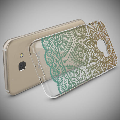 NALIA Handyhülle kompatibel mit Samsung Galaxy A5 2017, Slim Silikon Motiv Case Cover Schutz-Hülle Dünn Durchsichtig Etui Handy-Tasche Backcover Transparent Bumper Mandala Türkis Grün NALIA Protective Hülle