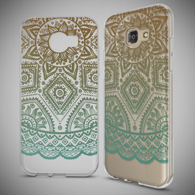 NALIA Handyhülle kompatibel mit Samsung Galaxy A5 2017, Slim Silikon Motiv Case Cover Schutz-Hülle Dünn Durchsichtig Etui Handy-Tasche Backcover Transparent Bumper Mandala Türkis Grün NALIA Protective Hülle