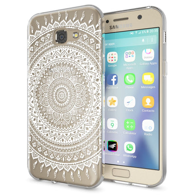 NALIA Handyhülle kompatibel mit Samsung Galaxy A5 2017, Slim Silikon Motiv Case Cover Schutz-Hülle Dünn Durchsichtig Etui Handy-Tasche Backcover Transparent Bumper Mandala Weiß NALIA Protective Hülle