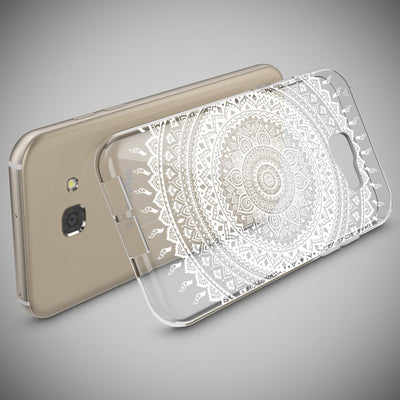 NALIA Handyhülle kompatibel mit Samsung Galaxy A5 2017, Slim Silikon Motiv Case Cover Schutz-Hülle Dünn Durchsichtig Etui Handy-Tasche Backcover Transparent Bumper Mandala Weiß NALIA Protective Hülle