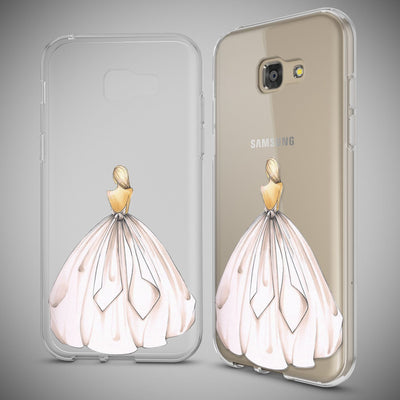 NALIA Handyhülle kompatibel mit Samsung Galaxy A5 2017, Slim Silikon Motiv Case Cover Schutz-Hülle Dünn Durchsichtig Etui Handy-Tasche Backcover Transparent Bumper Princess Pink NALIA Protective Hülle
