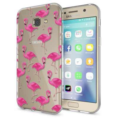 NALIA Handyhülle kompatibel mit Samsung Galaxy A5 2017, Slim Silikon Motiv Case Cover Schutz-Hülle Dünn Durchsichtig Etui Handy-Tasche Backcover Transparent Bumper Flamingo Pink NALIA Protective Hülle