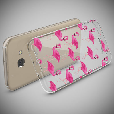 NALIA Handyhülle kompatibel mit Samsung Galaxy A5 2017, Slim Silikon Motiv Case Cover Schutz-Hülle Dünn Durchsichtig Etui Handy-Tasche Backcover Transparent Bumper Flamingo Pink NALIA Protective Hülle