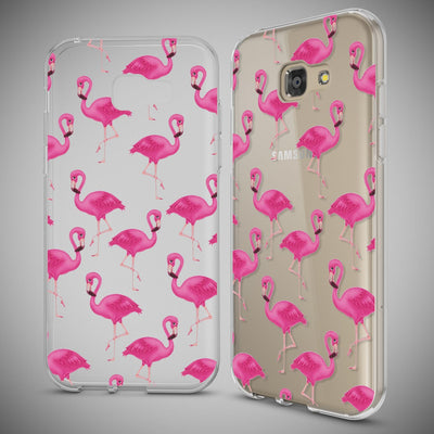NALIA Handyhülle kompatibel mit Samsung Galaxy A5 2017, Slim Silikon Motiv Case Cover Schutz-Hülle Dünn Durchsichtig Etui Handy-Tasche Backcover Transparent Bumper Flamingo Pink NALIA Protective Hülle