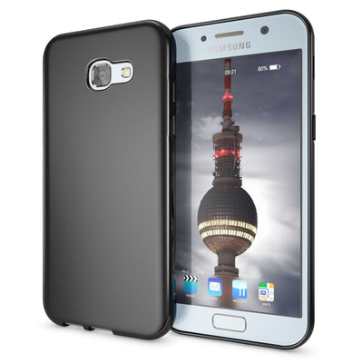 NALIA Handyhülle kompatibel mit Samsung Galaxy A5 2017, Ultra-Slim Silikon Case, Dünne Crystal Schutz-Hülle, Etui Handy-Tasche Back-Cover Bumper, TPU Smart-Phone Gummihülle Schwarz NALIA Protective Hülle