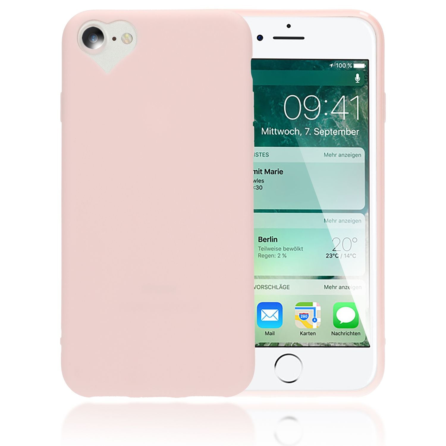 NALIA Handy Hülle für iPhone SE 2022 / SE 2020 / 8 / 7, Herz Case Cover Schutz Schwarz NALIA