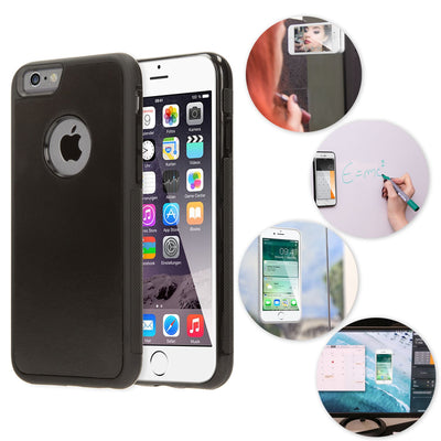 NALIA Handyhülle kompatibel mit iPhone 6 6S, Anti-Gravity Case, Dünne Zero-Gravity selbstklebende Silikon Selfie Schutz-Hülle, Ultra Slim Back-Cover Bumper Smart-Phone Etui Schwarz NALIA Protective Hülle