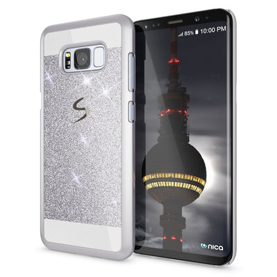 NALIA Handyhülle kompatibel mit Samsung Galaxy S8 Plus, Glitzer Slim Hard-Case Back-Cover Schutz-Hülle, Handy-Tasche im Glitter Sparkle Design, Dünnes Bling Etui Smart-Phone Skin Rose Gold NALIA Protective Hülle