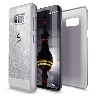 NALIA Handyhülle kompatibel mit Samsung Galaxy S8 Plus, Glitzer Slim Hard-Case Back-Cover Schutz-Hülle, Handy-Tasche im Glitter Sparkle Design, Dünnes Bling Etui Smart-Phone Skin Rose Gold NALIA Protective Hülle
