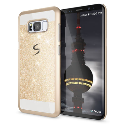 NALIA Handyhülle kompatibel mit Samsung Galaxy S8 Plus, Glitzer Slim Hard-Case Back-Cover Schutz-Hülle, Handy-Tasche im Glitter Sparkle Design, Dünnes Bling Etui Smart-Phone Skin Rose Gold NALIA Protective Hülle