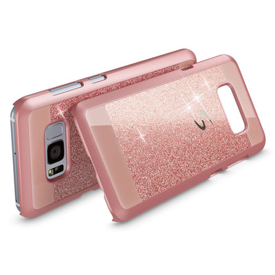 NALIA Handyhülle kompatibel mit Samsung Galaxy S8 Plus, Glitzer Slim Hard-Case Back-Cover Schutz-Hülle, Handy-Tasche im Glitter Sparkle Design, Dünnes Bling Etui Smart-Phone Skin Rose Gold NALIA Protective Hülle