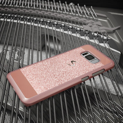 NALIA Handyhülle kompatibel mit Samsung Galaxy S8 Plus, Glitzer Slim Hard-Case Back-Cover Schutz-Hülle, Handy-Tasche im Glitter Sparkle Design, Dünnes Bling Etui Smart-Phone Skin Rose Gold NALIA Protective Hülle