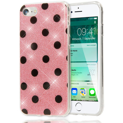 NALIA Glitter Case kompatibel mit iPhone SE 2020 / 8 / 7 Hülle, Punkte Muster Schutzhülle Bling Cover Silikon Handyhülle Phone Etui, Strass Handy-Tasche Backcover Bumper Skin Glänzend NALIA Protective Hülle