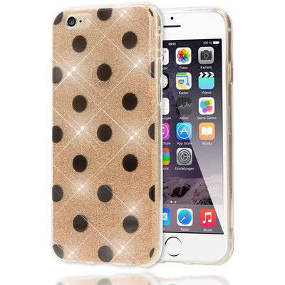 NALIA Punkte-Handyhülle kompatibel mit iPhone 6 6S, Glitzer Ultra-Slim Silikon-Case Back-Cover Smart-Phone Schutz-Hülle, Glitter Sparkle Handy-Tasche Bumper Dünnes Bling Strass Etui Pink NALIA Protective Hülle