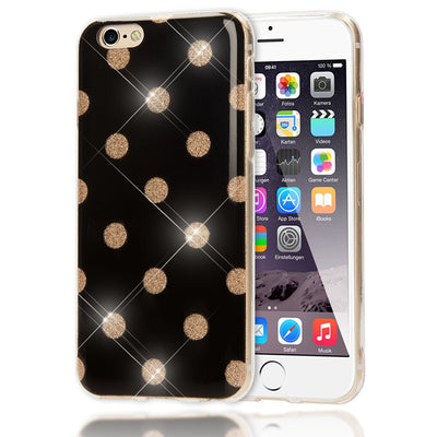 NALIA Punkte-Handyhülle kompatibel mit iPhone 6 6S, Glitzer Ultra-Slim Silikon-Case Back-Cover Smart-Phone Schutz-Hülle, Glitter Sparkle Handy-Tasche Bumper Dünnes Bling Strass Etui Pink NALIA Protective Hülle