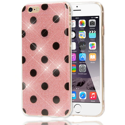 NALIA Punkte-Handyhülle kompatibel mit iPhone 6 6S, Glitzer Ultra-Slim Silikon-Case Back-Cover Smart-Phone Schutz-Hülle, Glitter Sparkle Handy-Tasche Bumper Dünnes Bling Strass Etui Pink NALIA Protective Hülle