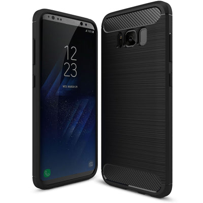 NALIA Silikonhülle für Samsung Galaxy S8 – Rutschfest & Matt – VORTEX (Gebürstete Optik & Carbon Design) – Marke aus Berlin Schwarz NALIA Protective Hülle
