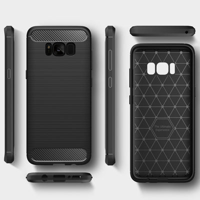 NALIA Silikonhülle für Samsung Galaxy S8 – Rutschfest & Matt – VORTEX (Gebürstete Optik & Carbon Design) – Marke aus Berlin Schwarz NALIA Protective Hülle