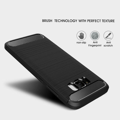 NALIA Silikonhülle für Samsung Galaxy S8 – Rutschfest & Matt – VORTEX (Gebürstete Optik & Carbon Design) – Marke aus Berlin Schwarz NALIA Protective Hülle