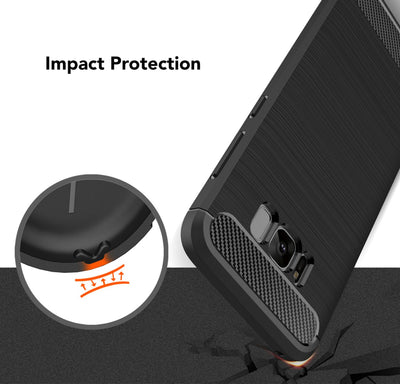 NALIA Silikonhülle für Samsung Galaxy S8 – Rutschfest & Matt – VORTEX (Gebürstete Optik & Carbon Design) – Marke aus Berlin Schwarz NALIA Protective Hülle