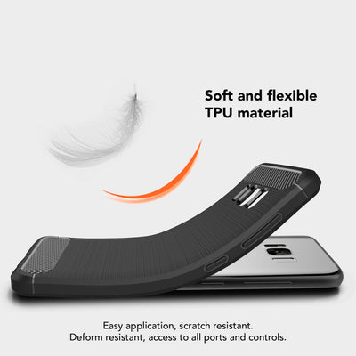 NALIA Silikonhülle für Samsung Galaxy S8 – Rutschfest & Matt – VORTEX (Gebürstete Optik & Carbon Design) – Marke aus Berlin Schwarz NALIA Protective Hülle