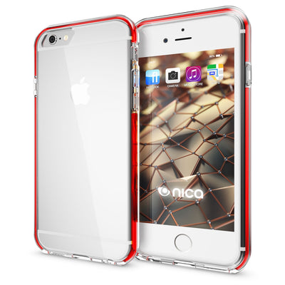 NALIA Handyhülle kompatibel mit iPhone 6 6S, Durchsichtiges Slim Silikon Case mit Transparenter Rückseite & Bumper, Crystal Schutz-Hülle Etui Dünn, Handy-Tasche Smart-Phone Back-Cover Rot NALIA Transparente Hülle