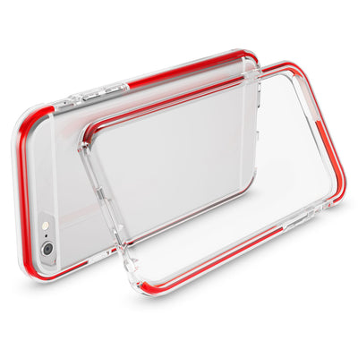 NALIA Handyhülle kompatibel mit iPhone 6 6S, Durchsichtiges Slim Silikon Case mit Transparenter Rückseite & Bumper, Crystal Schutz-Hülle Etui Dünn, Handy-Tasche Smart-Phone Back-Cover Rot NALIA Transparente Hülle