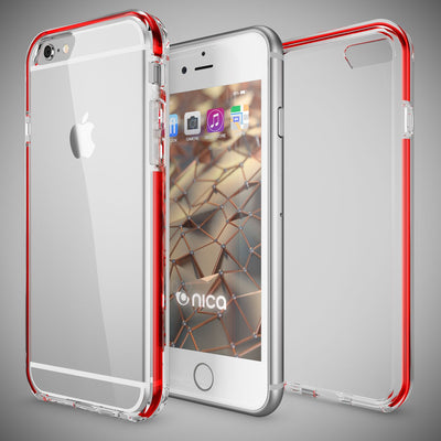 NALIA Handyhülle kompatibel mit iPhone 6 6S, Durchsichtiges Slim Silikon Case mit Transparenter Rückseite & Bumper, Crystal Schutz-Hülle Etui Dünn, Handy-Tasche Smart-Phone Back-Cover Rot NALIA Transparente Hülle