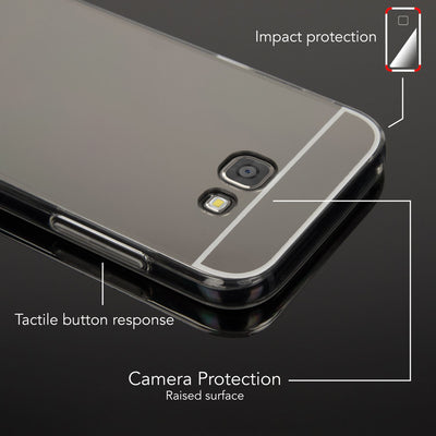 NALIA Spiegel Hülle kompatibel mit Samsung Galaxy A5 2017, Ultra-Slim Mirror Case Cover Silikon Schutzhülle, Dünne Handyhülle Backcover verspiegelt, Handy-Tasche Smart-Phone Etui Grau NALIA Protective Hülle