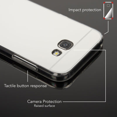 NALIA Spiegel Hülle kompatibel mit Samsung Galaxy A5 2017, Ultra-Slim Mirror Case Cover Silikon Schutzhülle, Dünne Handyhülle Backcover verspiegelt, Handy-Tasche Smart-Phone Etui Silber NALIA Protective Hülle