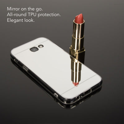 NALIA Spiegel Hülle kompatibel mit Samsung Galaxy A5 2017, Ultra-Slim Mirror Case Cover Silikon Schutzhülle, Dünne Handyhülle Backcover verspiegelt, Handy-Tasche Smart-Phone Etui Silber NALIA Protective Hülle