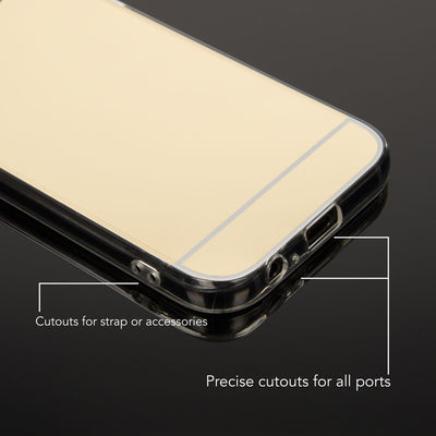 NALIA Spiegel Hülle kompatibel mit Samsung Galaxy A5 2017, Ultra-Slim Mirror Case Cover Silikon Schutzhülle, Dünne Handyhülle Backcover verspiegelt, Handy-Tasche Smart-Phone Etui Gold NALIA Protective Hülle