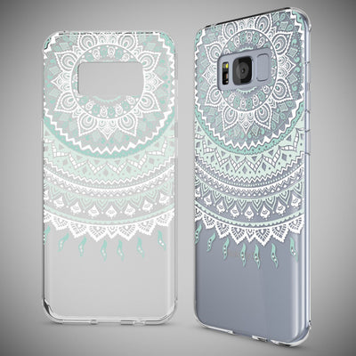 NALIA Handyhülle kompatibel mit Samsung Galaxy S8 Plus, Motiv Design Slim Silikon Case Cover, Crystal Schutzhülle Handy-Tasche Dünn, Muster Backcover Smart-Phone Hülle Mandala Blau Türkis NALIA Protective Hülle