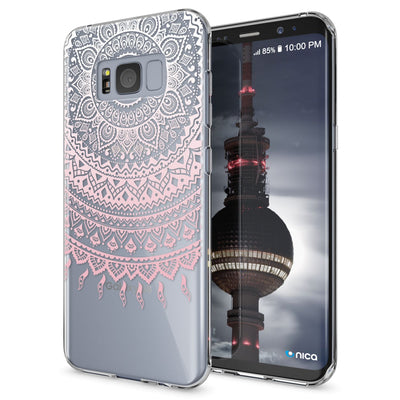 NALIA Handyhülle kompatibel mit Samsung Galaxy S8 Plus, Motiv Design Slim Silikon Case Cover, Crystal Schutzhülle Handy-Tasche Dünn, Muster Backcover Smart-Phone Hülle Mandala Pink NALIA Protective Hülle