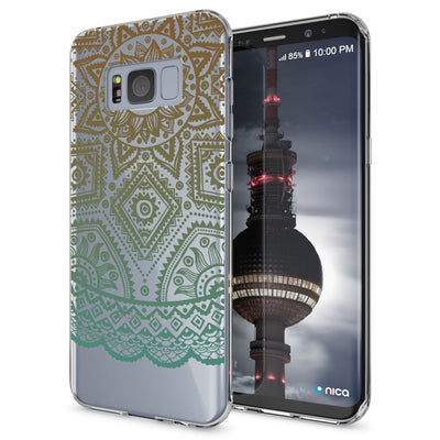 NALIA Handyhülle kompatibel mit Samsung Galaxy S8 Plus, Motiv Design Slim Silikon Case Cover, Crystal Schutzhülle Handy-Tasche Dünn, Muster Backcover Smart-Phone Hülle Mandala Weiß NALIA Protective Hülle