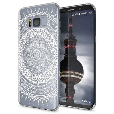 NALIA Handyhülle kompatibel mit Samsung Galaxy S8 Plus, Motiv Design Slim Silikon Case Cover, Crystal Schutzhülle Handy-Tasche Dünn, Muster Backcover Smart-Phone Hülle Mandala Weiß NALIA Protective Hülle