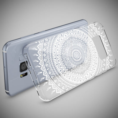 NALIA Handyhülle kompatibel mit Samsung Galaxy S8 Plus, Motiv Design Slim Silikon Case Cover, Crystal Schutzhülle Handy-Tasche Dünn, Muster Backcover Smart-Phone Hülle Mandala Weiß NALIA Protective Hülle