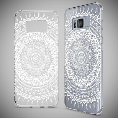 NALIA Handyhülle kompatibel mit Samsung Galaxy S8 Plus, Motiv Design Slim Silikon Case Cover, Crystal Schutzhülle Handy-Tasche Dünn, Muster Backcover Smart-Phone Hülle Mandala Weiß NALIA Protective Hülle