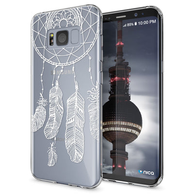 NALIA Handyhülle kompatibel mit Samsung Galaxy S8 Plus, Motiv Design Slim Silikon Case Cover, Crystal Schutzhülle Handy-Tasche Dünn, Muster Backcover Smart-Phone Hülle Feathers NALIA Protective Hülle