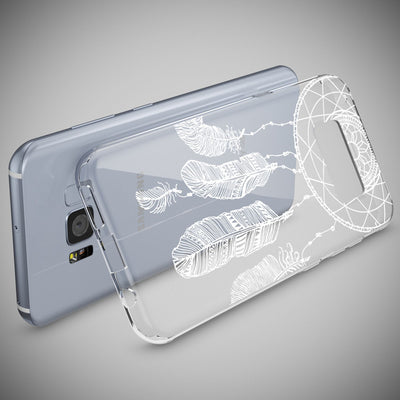 NALIA Handyhülle kompatibel mit Samsung Galaxy S8 Plus, Motiv Design Slim Silikon Case Cover, Crystal Schutzhülle Handy-Tasche Dünn, Muster Backcover Smart-Phone Hülle Feathers NALIA Protective Hülle