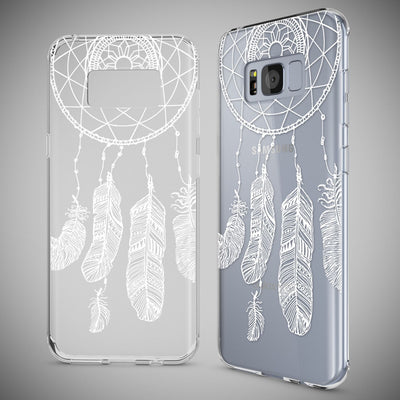 NALIA Handyhülle kompatibel mit Samsung Galaxy S8 Plus, Motiv Design Slim Silikon Case Cover, Crystal Schutzhülle Handy-Tasche Dünn, Muster Backcover Smart-Phone Hülle Feathers NALIA Protective Hülle
