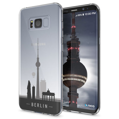 NALIA Handyhülle kompatibel mit Samsung Galaxy S8 Plus, Motiv Design Slim Silikon Case Cover, Crystal Schutzhülle Handy-Tasche Dünn, Muster Backcover Smart-Phone Hülle Berlin Skyline NALIA Protective Hülle