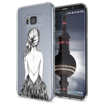 NALIA Handyhülle kompatibel mit Samsung Galaxy S8 Plus, Motiv Design Slim Silikon Case Cover, Crystal Schutzhülle Handy-Tasche Dünn, Muster Backcover Smart-Phone Hülle Bird Princess NALIA Protective Hülle