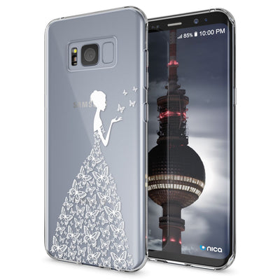 NALIA Handyhülle kompatibel mit Samsung Galaxy S8 Plus, Motiv Design Slim Silikon Case Cover, Crystal Schutzhülle Handy-Tasche Dünn, Muster Backcover Smart-Phone Hülle Butterfly Princess NALIA Protective Hülle