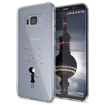 NALIA Handyhülle kompatibel mit Samsung Galaxy S8 Plus, Motiv Design Slim Silikon Case Cover, Crystal Schutzhülle Handy-Tasche Dünn, Muster Backcover Smart-Phone Hülle Colorful Rain NALIA Protective Hülle